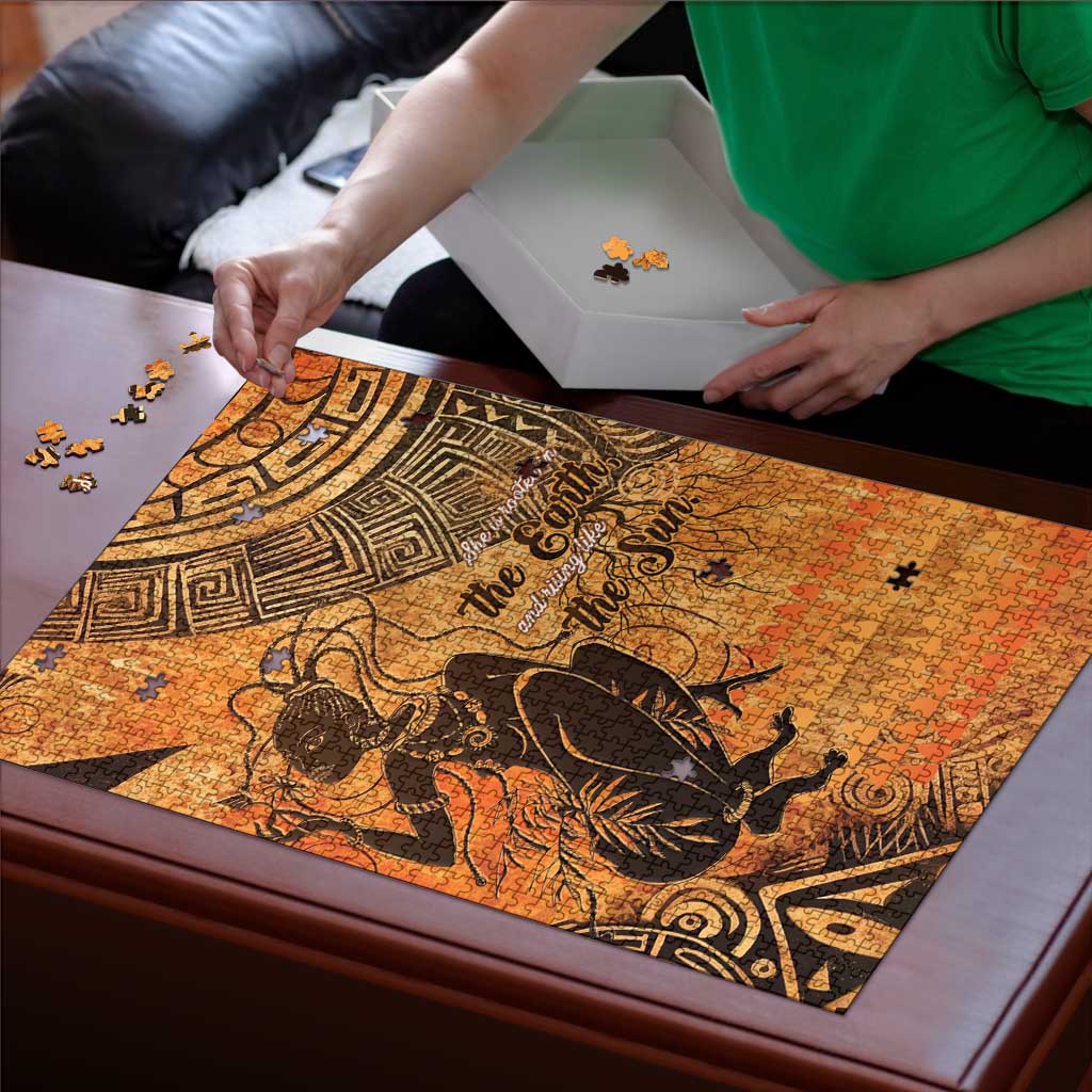 African Women Puzzle She Is Rooted In The Earth and Rising Like The Sun - Wonder Print Shop