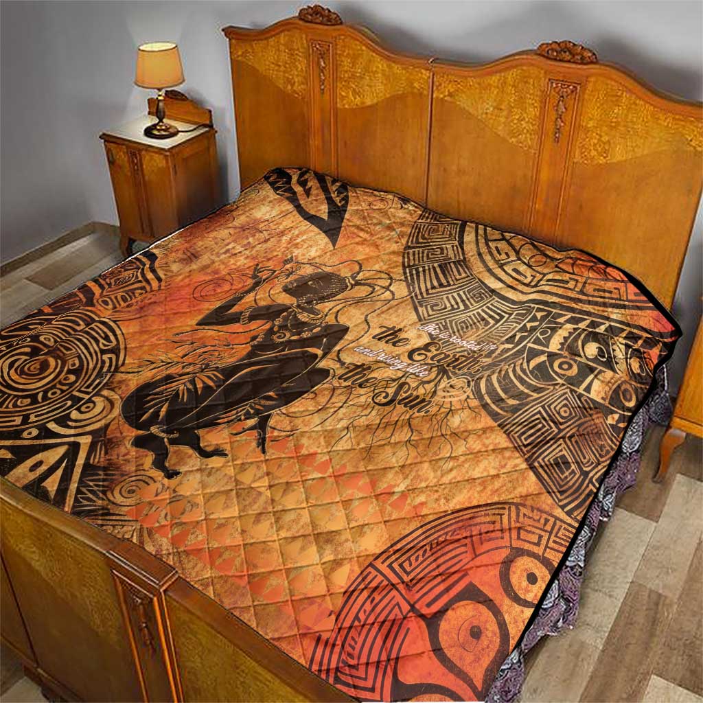 African Women Quilt She Is Rooted In The Earth and Rising Like The Sun - Wonder Print Shop