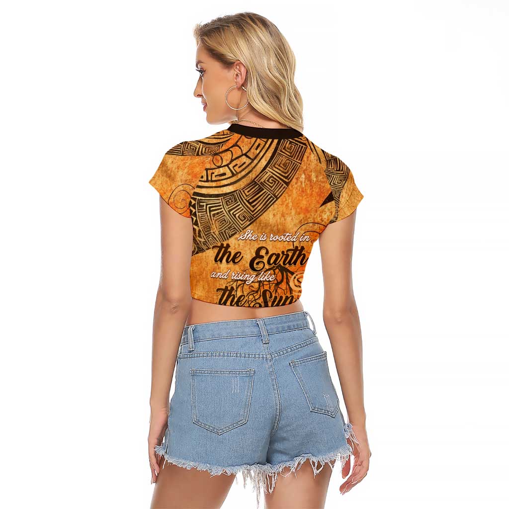 African Women Raglan Cropped T Shirt She Is Rooted In The Earth and Rising Like The Sun - Wonder Print Shop