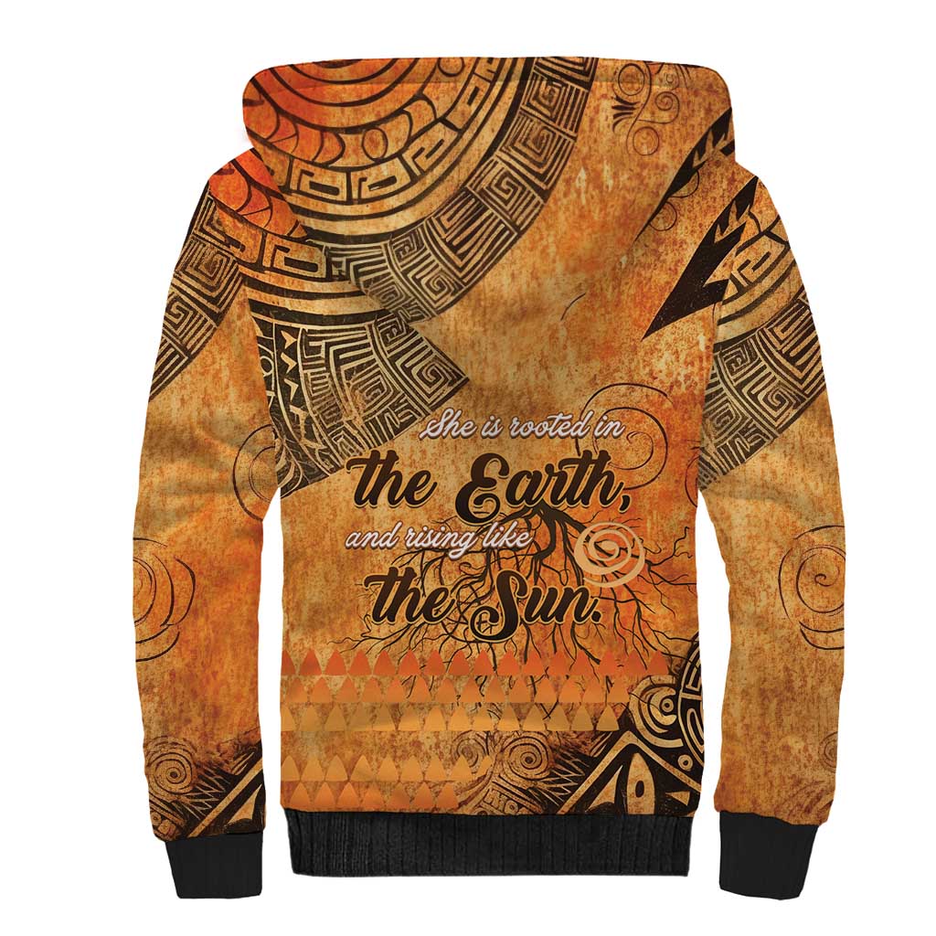African Women Sherpa Hoodie She Is Rooted In The Earth and Rising Like The Sun - Wonder Print Shop