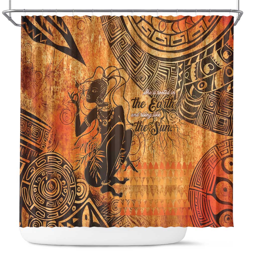 African Women Shower Curtain She Is Rooted In The Earth and Rising Like The Sun - Wonder Print Shop