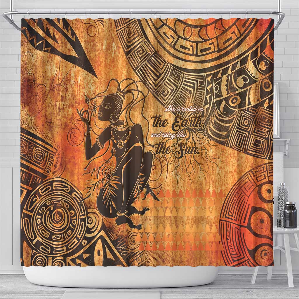 African Women Shower Curtain She Is Rooted In The Earth and Rising Like The Sun - Wonder Print Shop