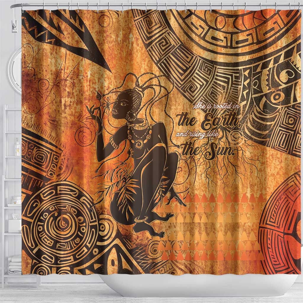 African Women Shower Curtain She Is Rooted In The Earth and Rising Like The Sun - Wonder Print Shop