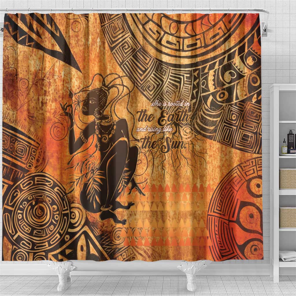 African Women Shower Curtain She Is Rooted In The Earth and Rising Like The Sun - Wonder Print Shop
