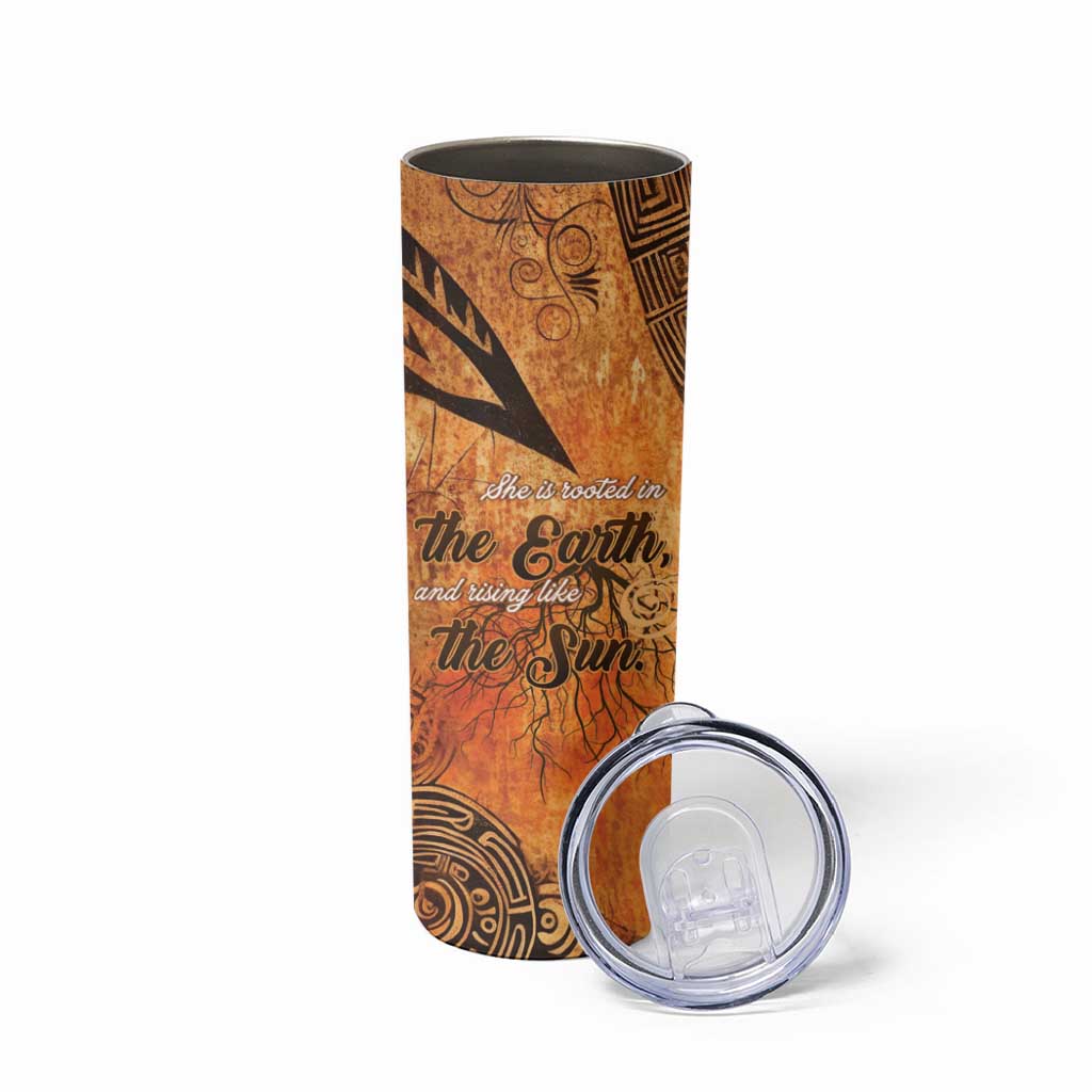 African Women Skinny Tumbler She Is Rooted In The Earth and Rising Like The Sun - Wonder Print Shop