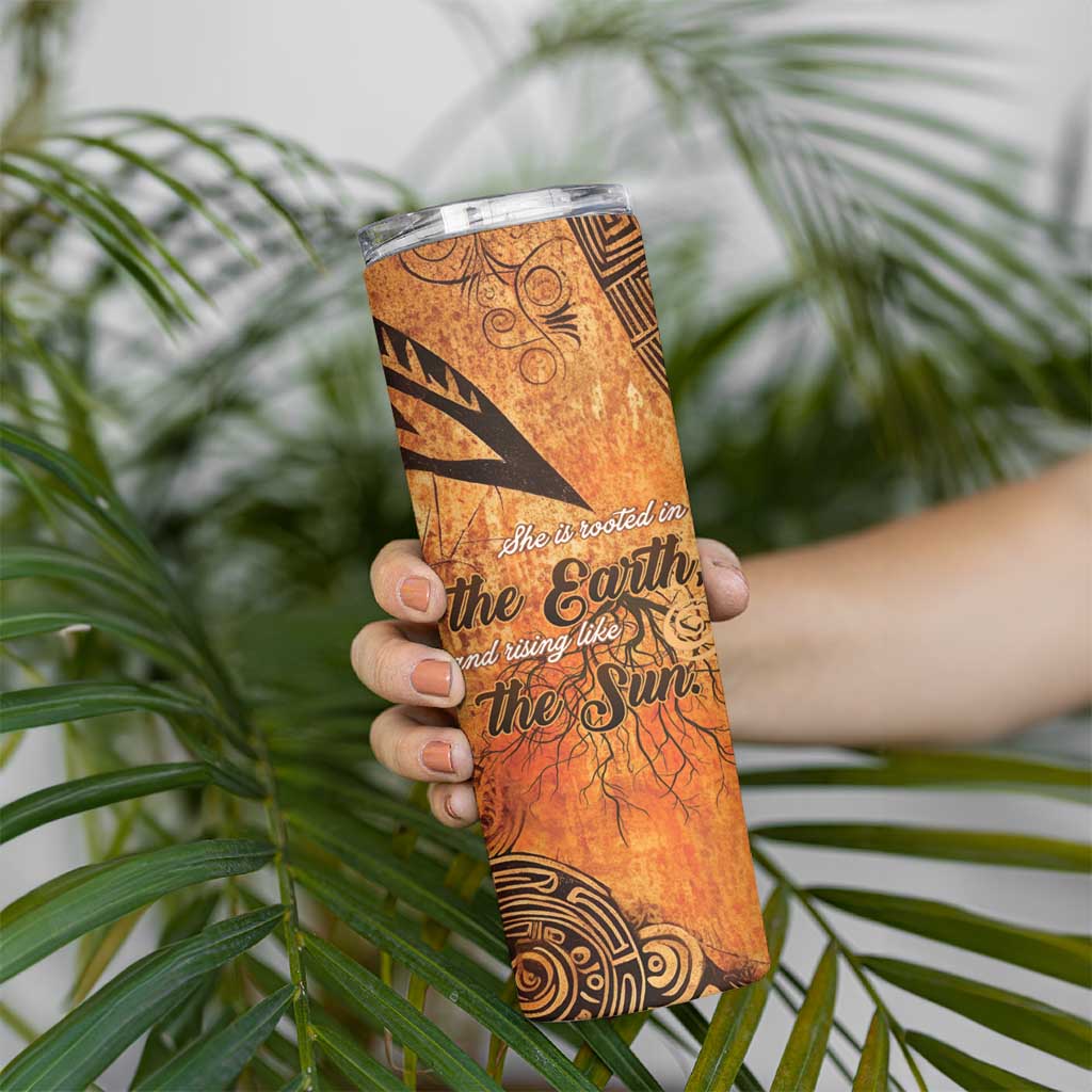 African Women Skinny Tumbler She Is Rooted In The Earth and Rising Like The Sun - Wonder Print Shop