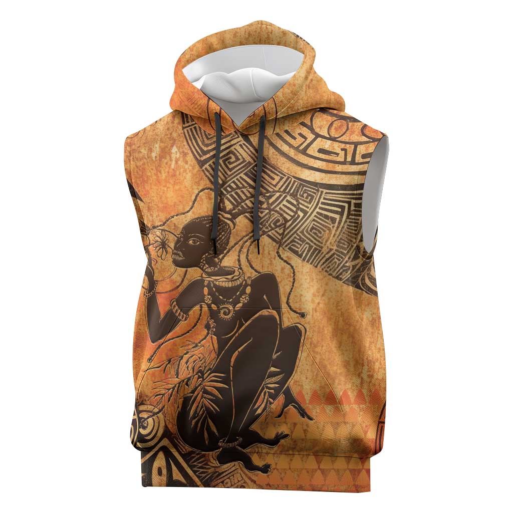 African Women Sleeveless Hoodie She Is Rooted In The Earth and Rising Like The Sun - Wonder Print Shop