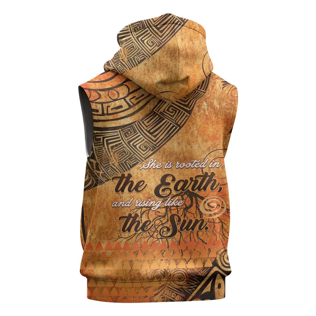 African Women Sleeveless Hoodie She Is Rooted In The Earth and Rising Like The Sun - Wonder Print Shop