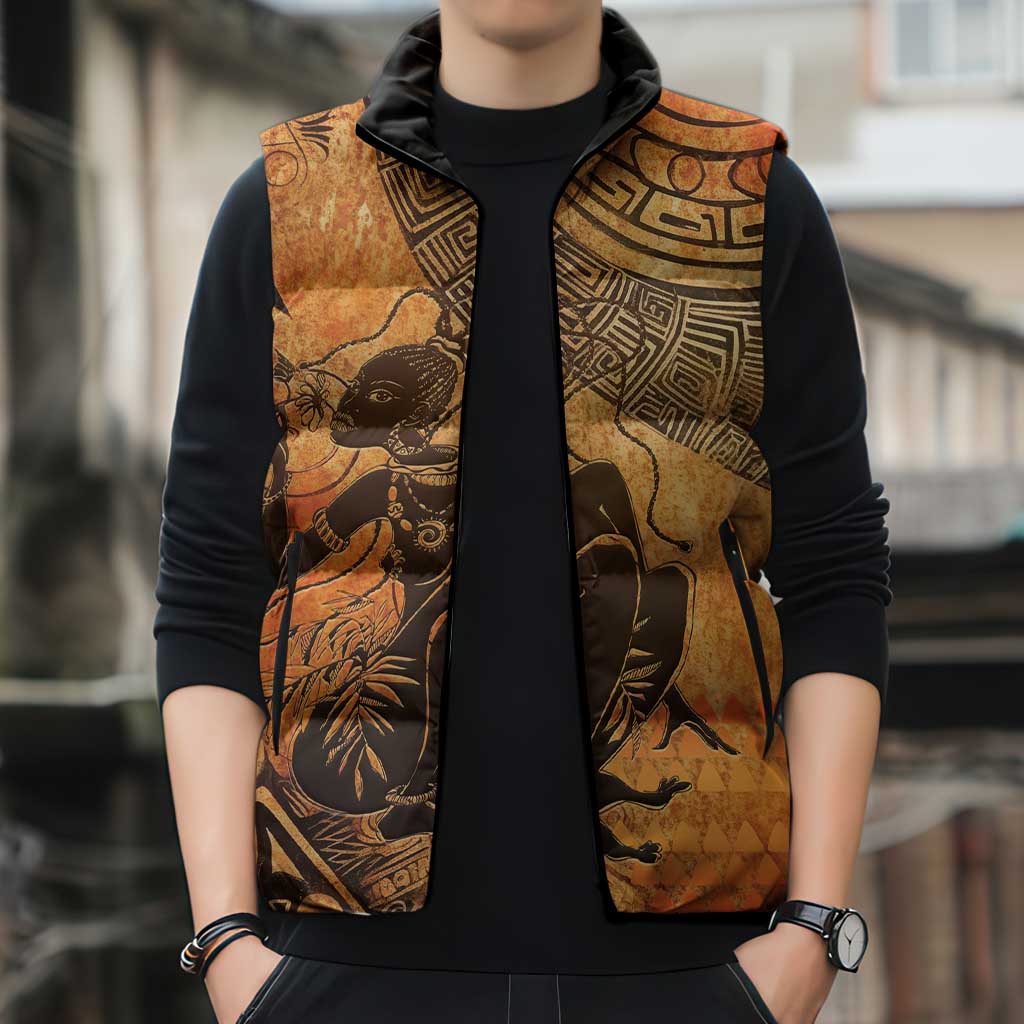 African Women Sleeveless Puffer Jacket She Is Rooted In The Earth and Rising Like The Sun - Wonder Print Shop