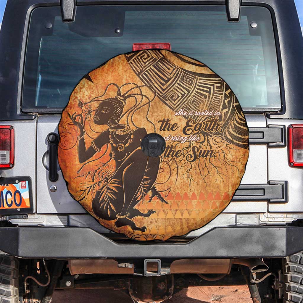 African Women Spare Tire Cover She Is Rooted In The Earth and Rising Like The Sun - Wonder Print Shop