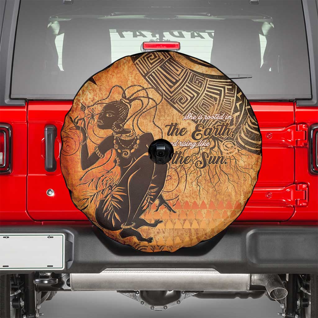 African Women Spare Tire Cover She Is Rooted In The Earth and Rising Like The Sun - Wonder Print Shop