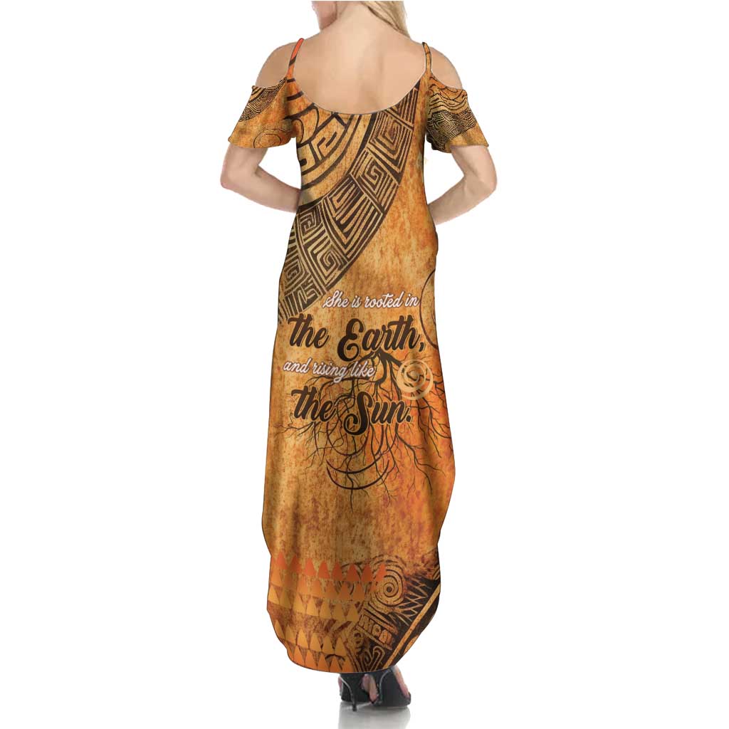 African Women Summer Maxi Dress She Is Rooted In The Earth and Rising Like The Sun - Wonder Print Shop