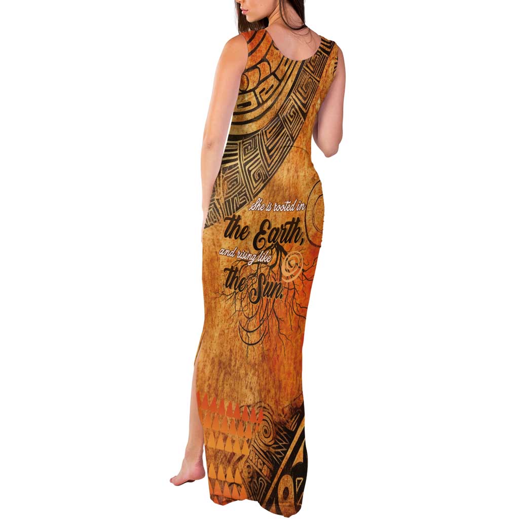 African Women Tank Maxi Dress She Is Rooted In The Earth and Rising Like The Sun - Wonder Print Shop