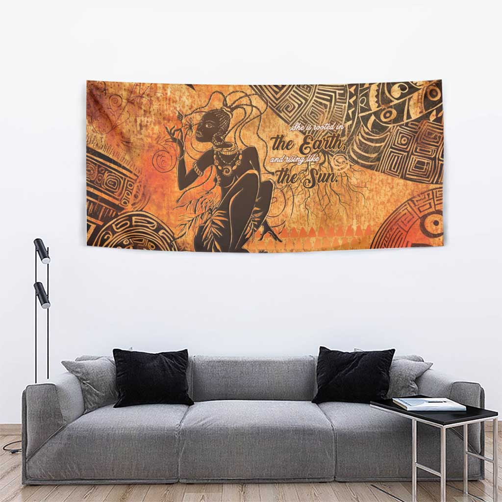 African Women Tapestry She Is Rooted In The Earth and Rising Like The Sun - Wonder Print Shop