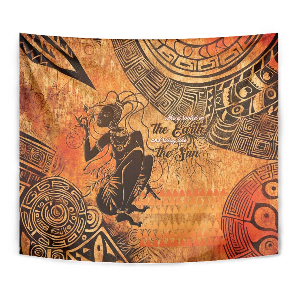 African Women Tapestry She Is Rooted In The Earth and Rising Like The Sun - Wonder Print Shop