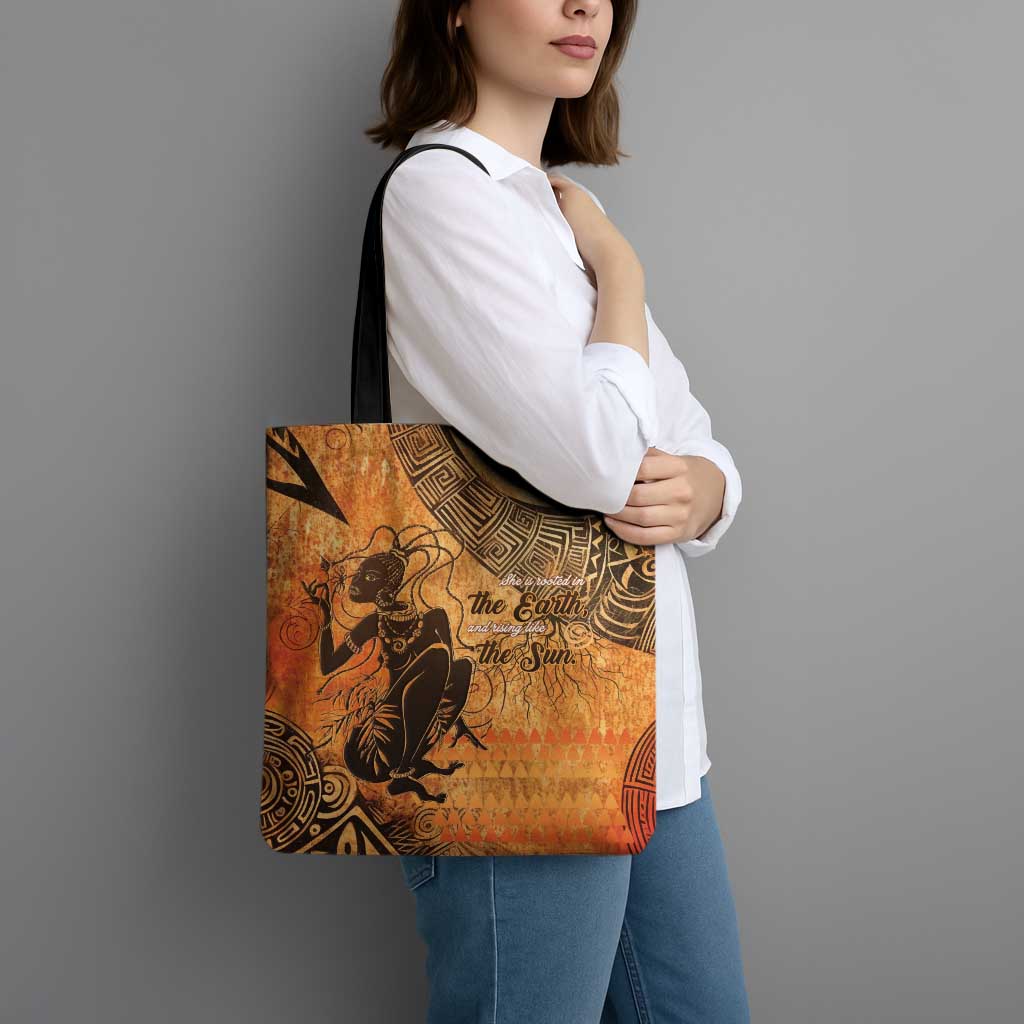 African Women Tote Bag She Is Rooted In The Earth and Rising Like The Sun - Wonder Print Shop