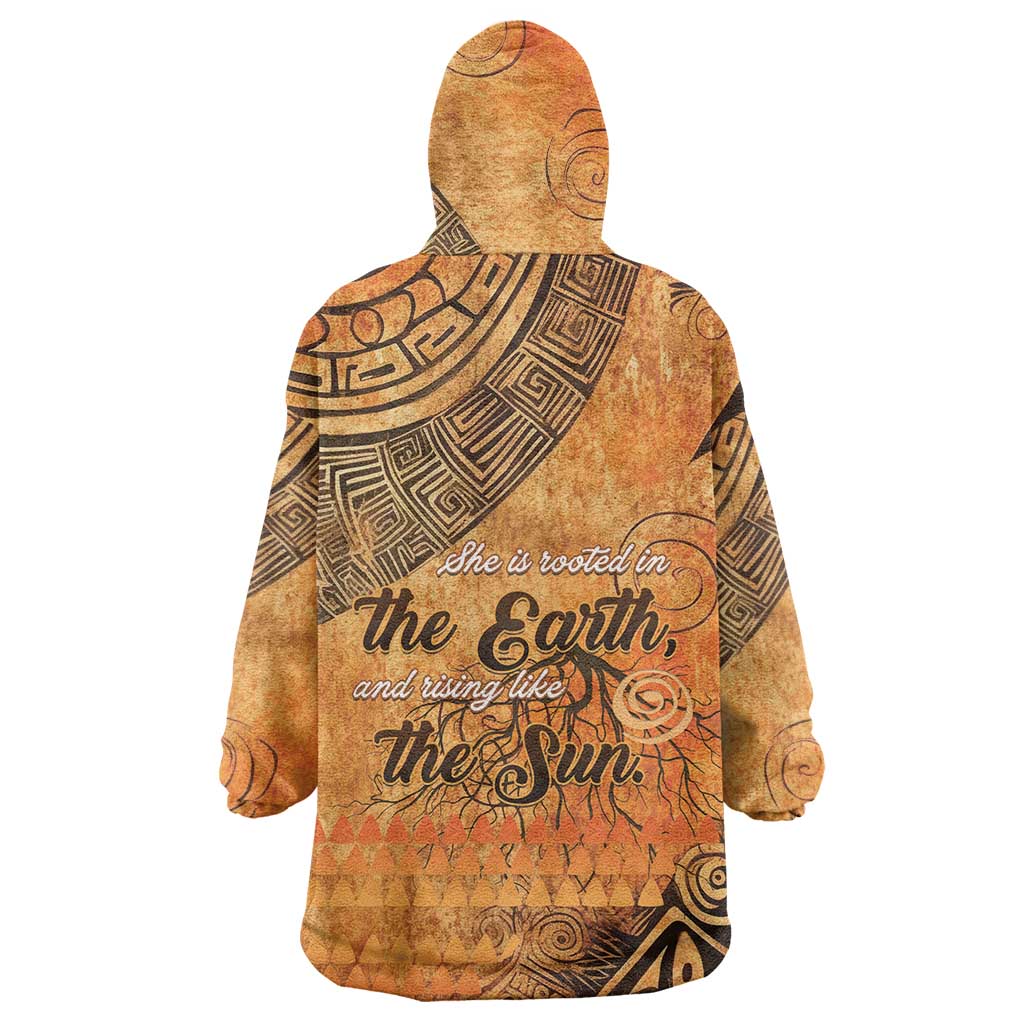 African Women Wearable Blanket Hoodie She Is Rooted In The Earth and Rising Like The Sun - Wonder Print Shop