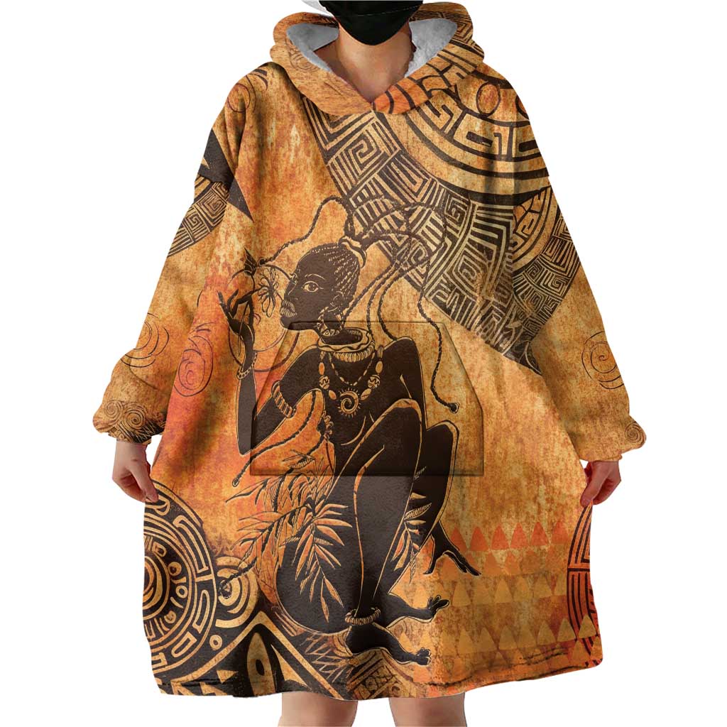 African Women Wearable Blanket Hoodie She Is Rooted In The Earth and Rising Like The Sun - Wonder Print Shop