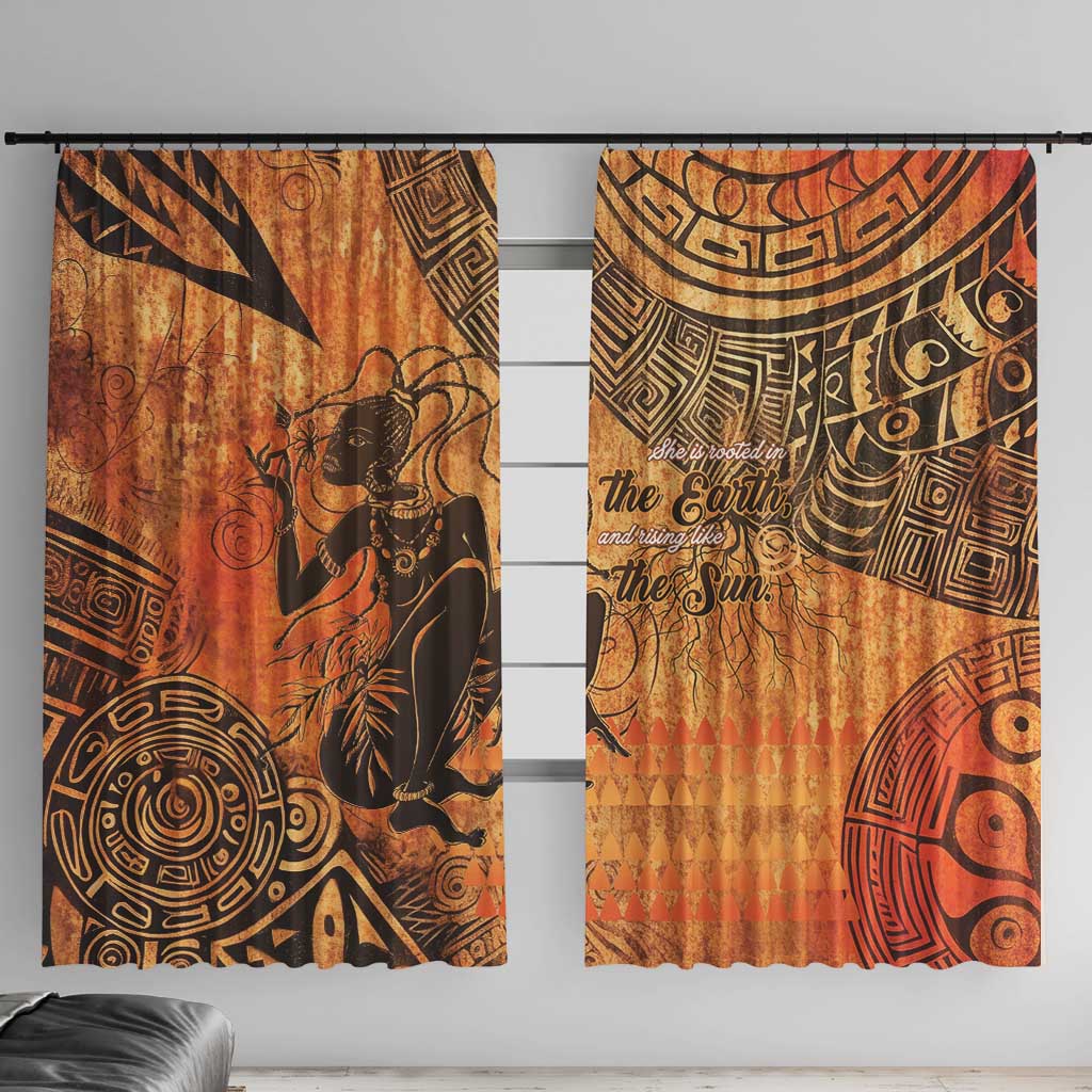 African Women Window Curtain She Is Rooted In The Earth and Rising Like The Sun - Wonder Print Shop