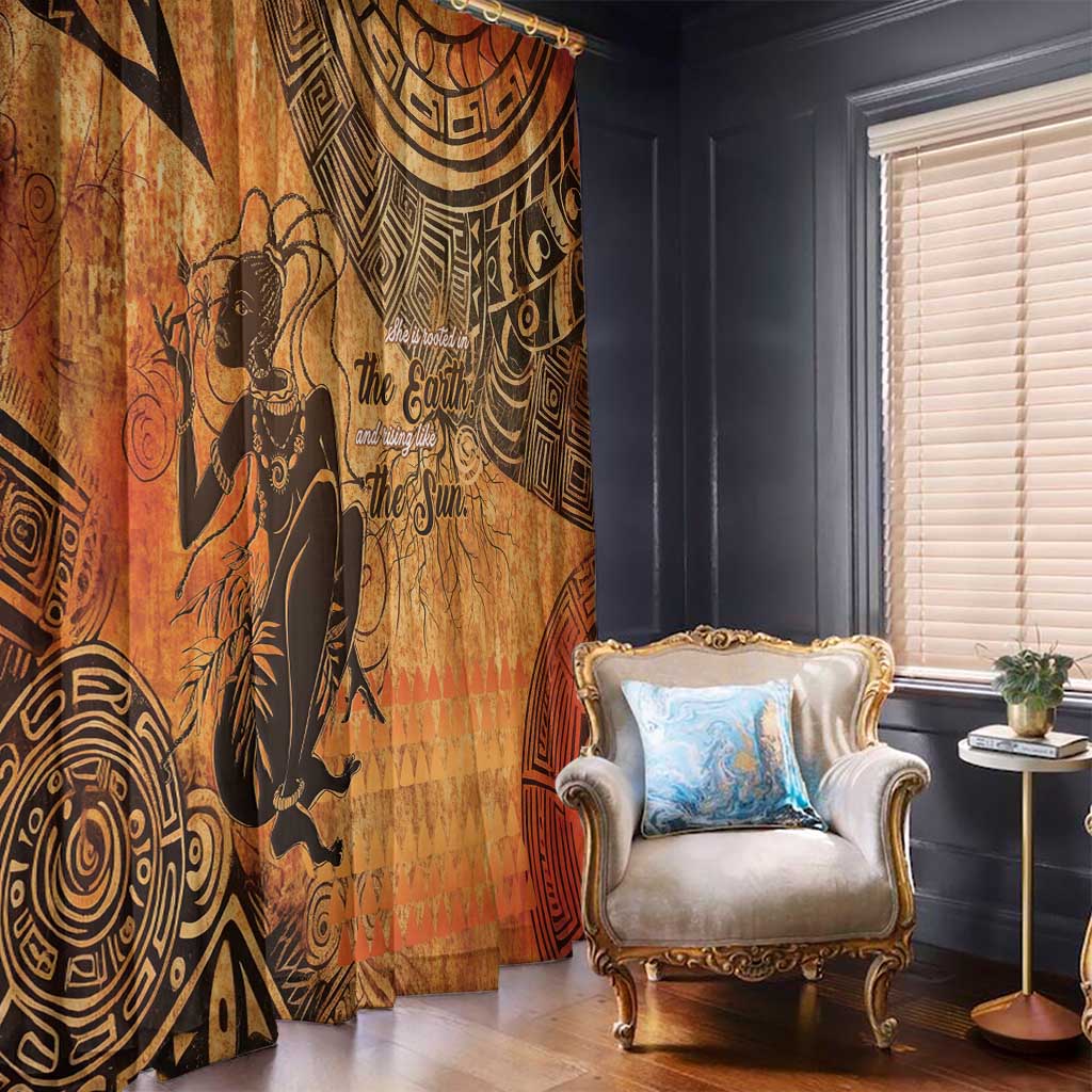 African Women Window Curtain She Is Rooted In The Earth and Rising Like The Sun - Wonder Print Shop