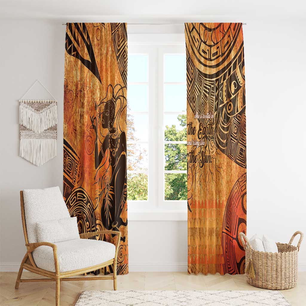African Women Window Curtain She Is Rooted In The Earth and Rising Like The Sun - Wonder Print Shop