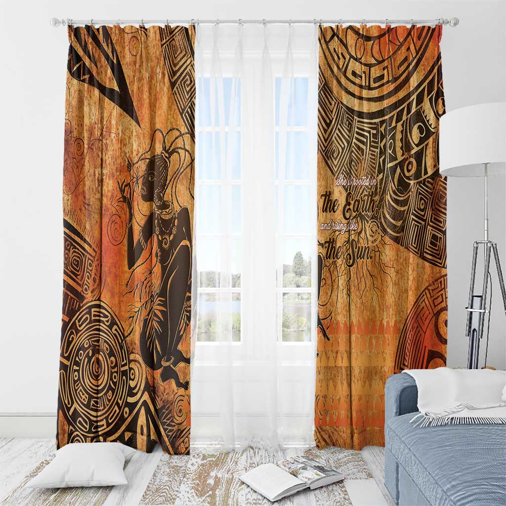 African Women Window Curtain She Is Rooted In The Earth and Rising Like The Sun - Wonder Print Shop