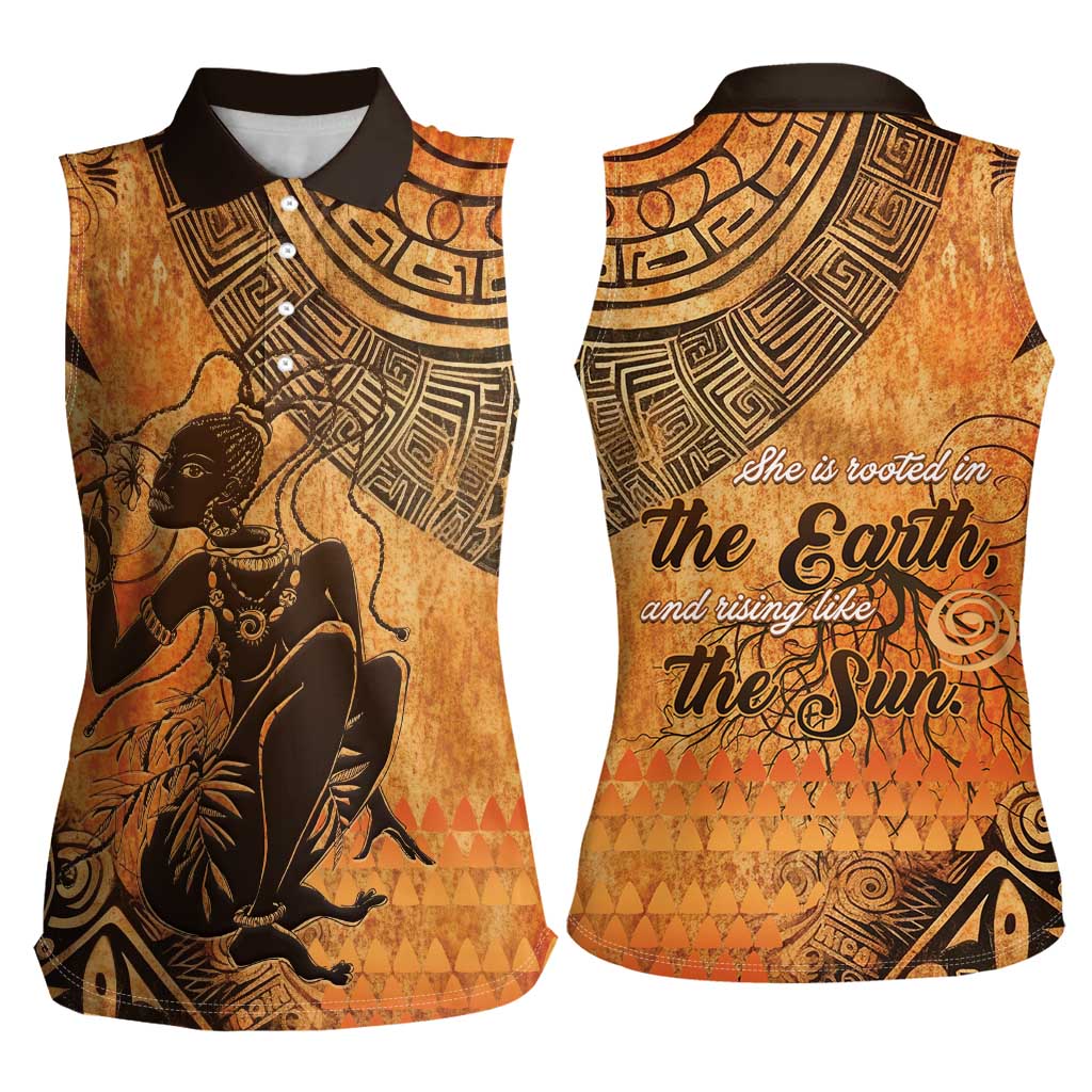 African Women Women Sleeveless Polo Shirt She Is Rooted In The Earth and Rising Like The Sun - Wonder Print Shop