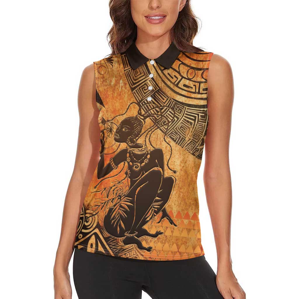 African Women Women Sleeveless Polo Shirt She Is Rooted In The Earth and Rising Like The Sun - Wonder Print Shop