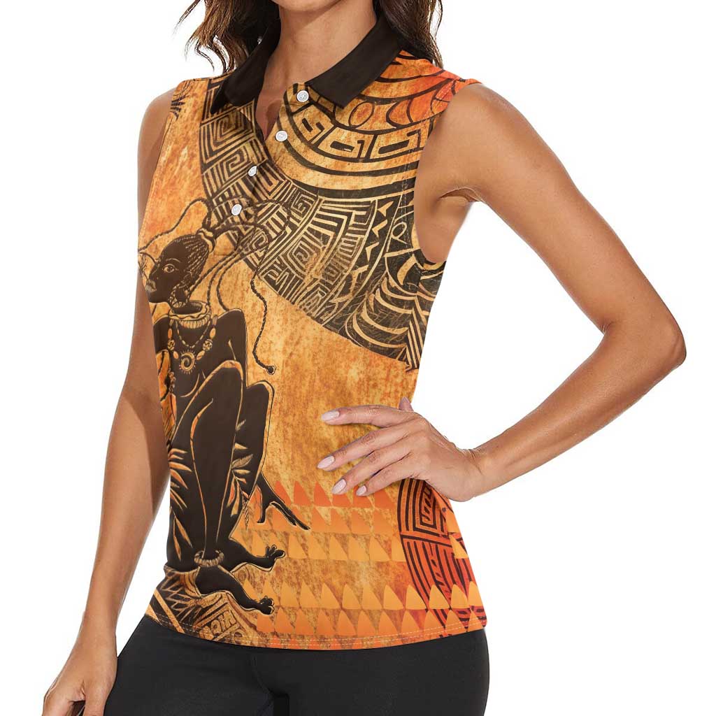 African Women Women Sleeveless Polo Shirt She Is Rooted In The Earth and Rising Like The Sun - Wonder Print Shop