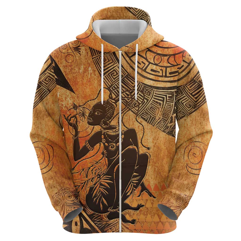 African Women Zip Hoodie She Is Rooted In The Earth and Rising Like The Sun - Wonder Print Shop