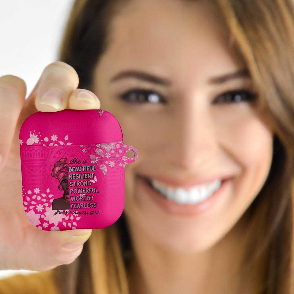 African Women AirPods Case Black Beautiful Brave and Bressed - Pink Color - Wonder Print Shop
