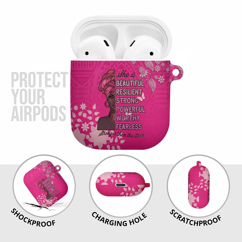 African Women AirPods Case Black Beautiful Brave and Bressed - Pink Color - Wonder Print Shop