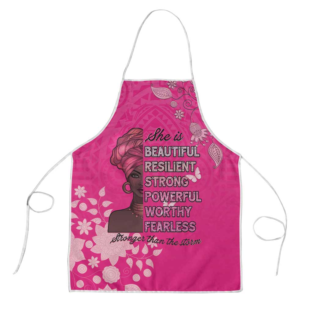African Women Apron Black Beautiful Brave and Bressed - Pink Color - Wonder Print Shop