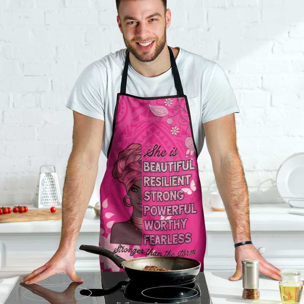 African Women Apron Black Beautiful Brave and Bressed - Pink Color - Wonder Print Shop