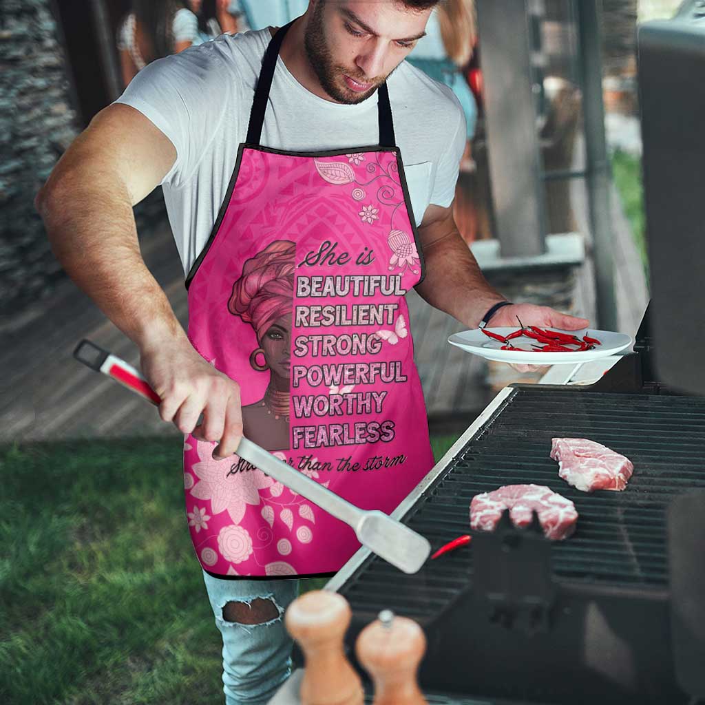 African Women Apron Black Beautiful Brave and Bressed - Pink Color - Wonder Print Shop