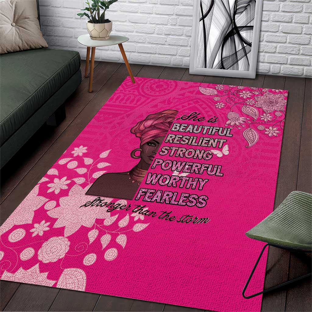 African Women Area Rug Black Beautiful Brave and Bressed - Pink Color - Wonder Print Shop