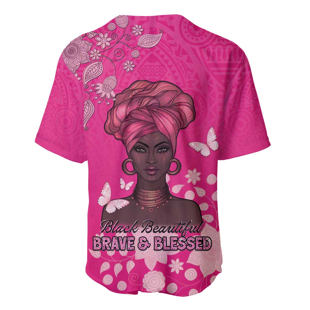 African Women Baseball Jersey Black Beautiful Brave and Bressed - Pink Color - Wonder Print Shop