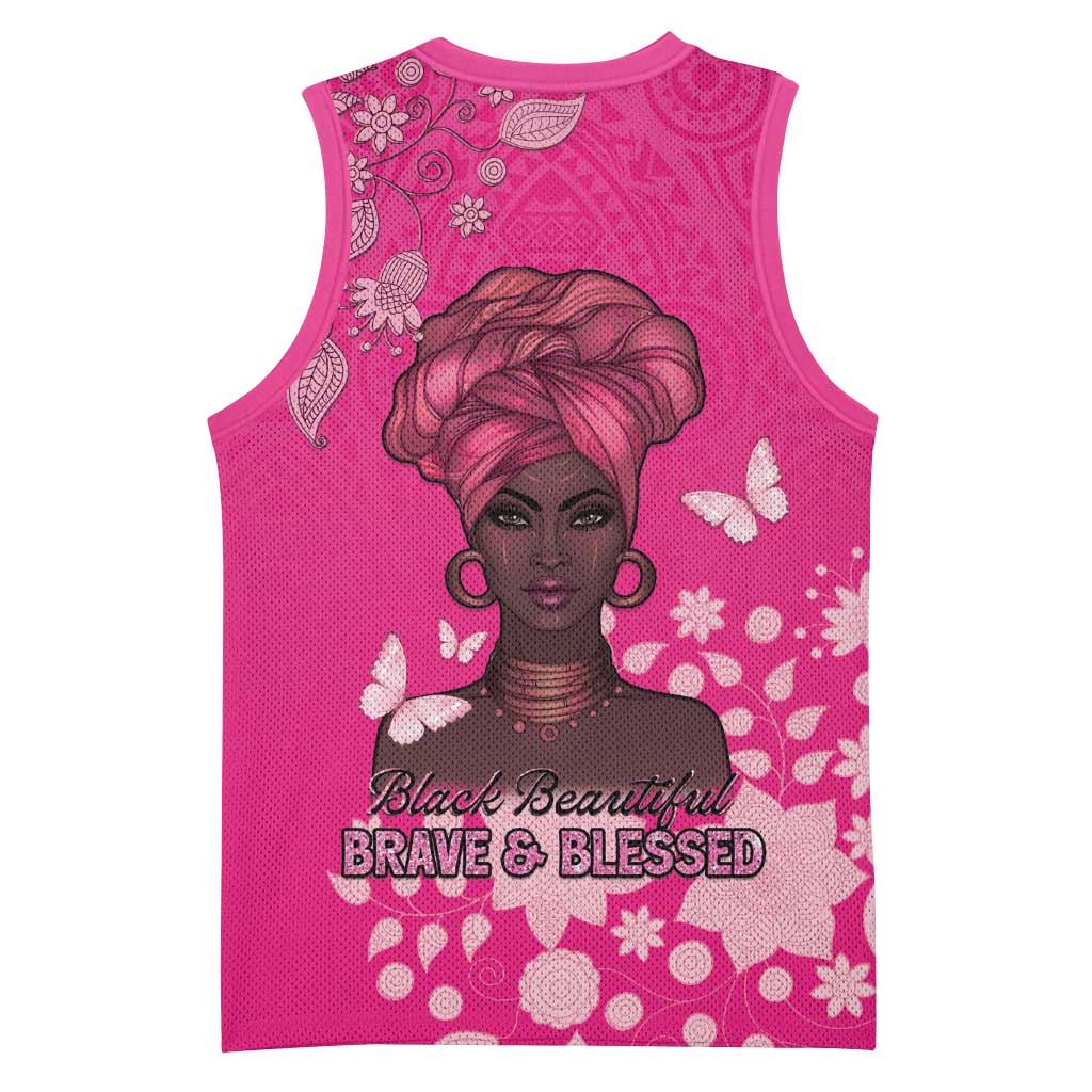African Women Basketball Jersey Black Beautiful Brave and Bressed - Pink Color - Wonder Print Shop