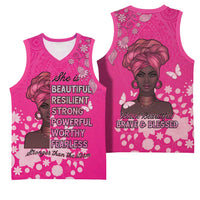 African Women Basketball Jersey Black Beautiful Brave and Bressed - Pink Color - Wonder Print Shop
