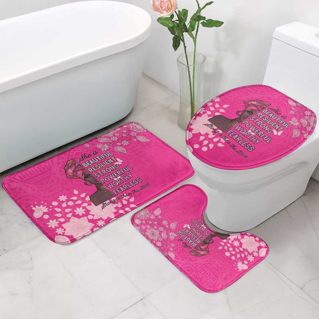 African Women Bathroom Set Black Beautiful Brave and Bressed - Pink Color - Wonder Print Shop