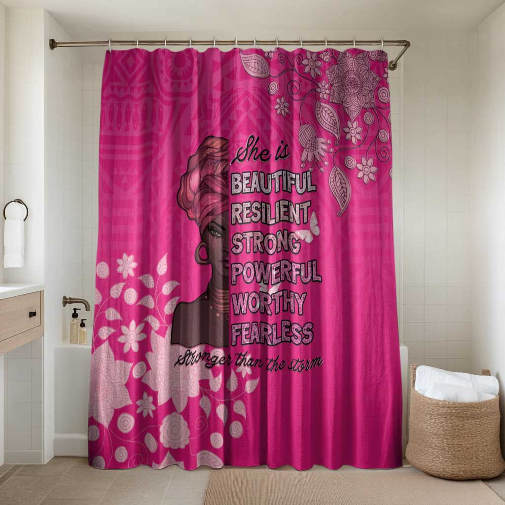 African Women Bathroom Set Black Beautiful Brave and Bressed - Pink Color - Wonder Print Shop