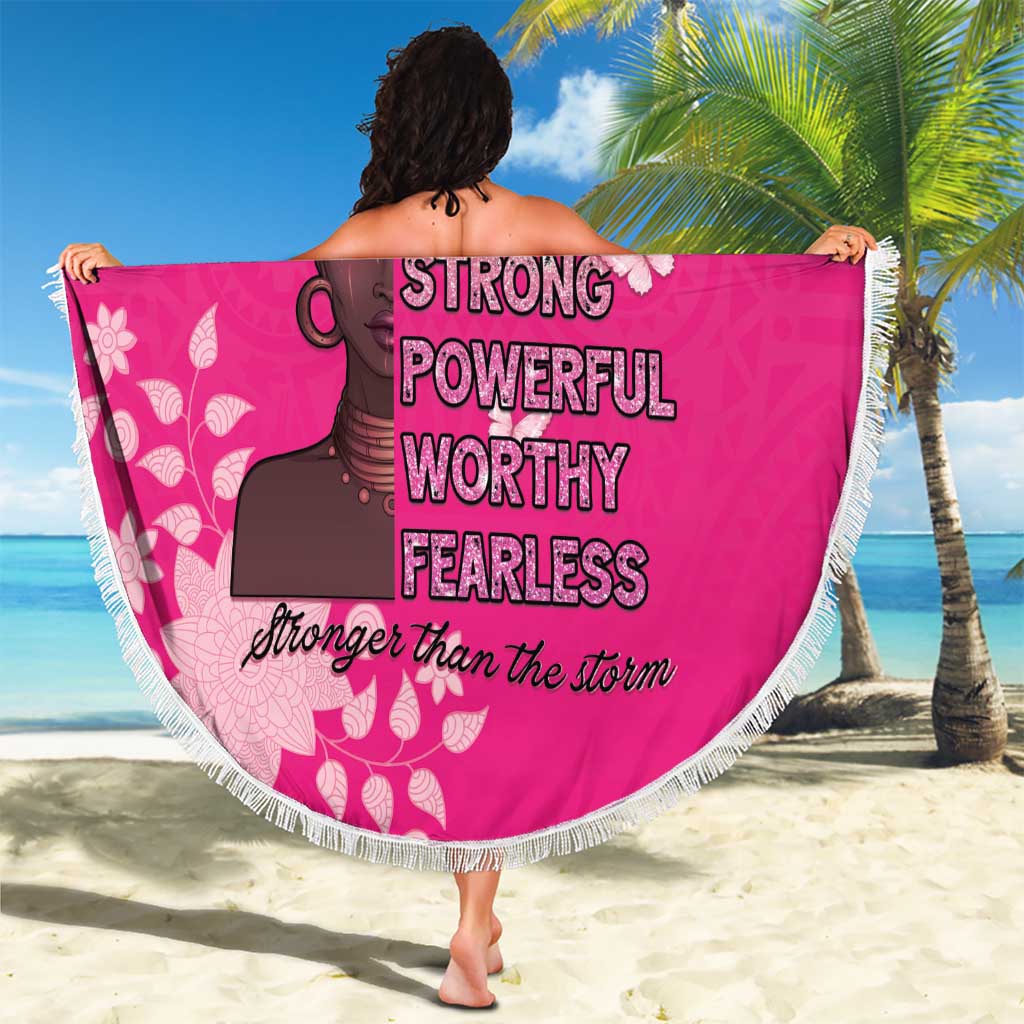 African Women Beach Blanket Black Beautiful Brave and Bressed - Pink Color - Wonder Print Shop