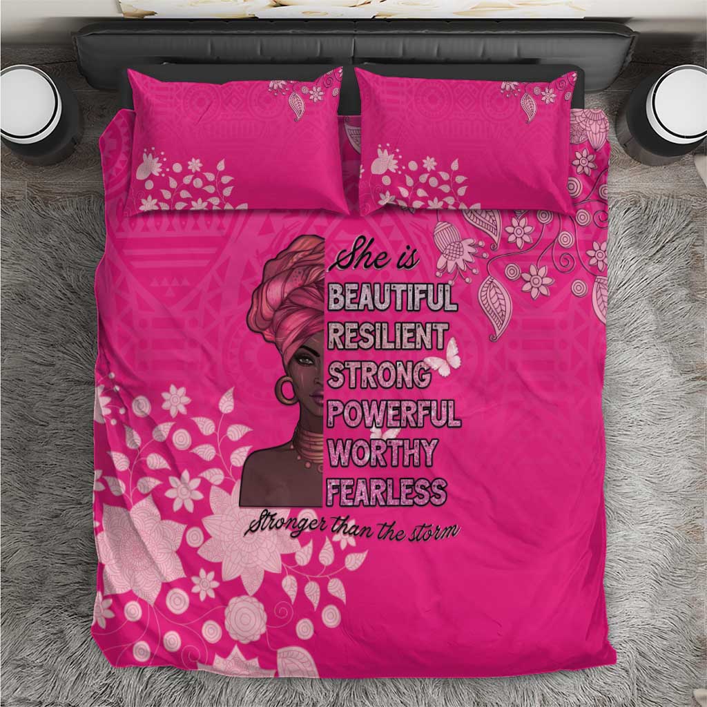African Women Bedding Set Black Beautiful Brave and Bressed - Pink Color - Wonder Print Shop