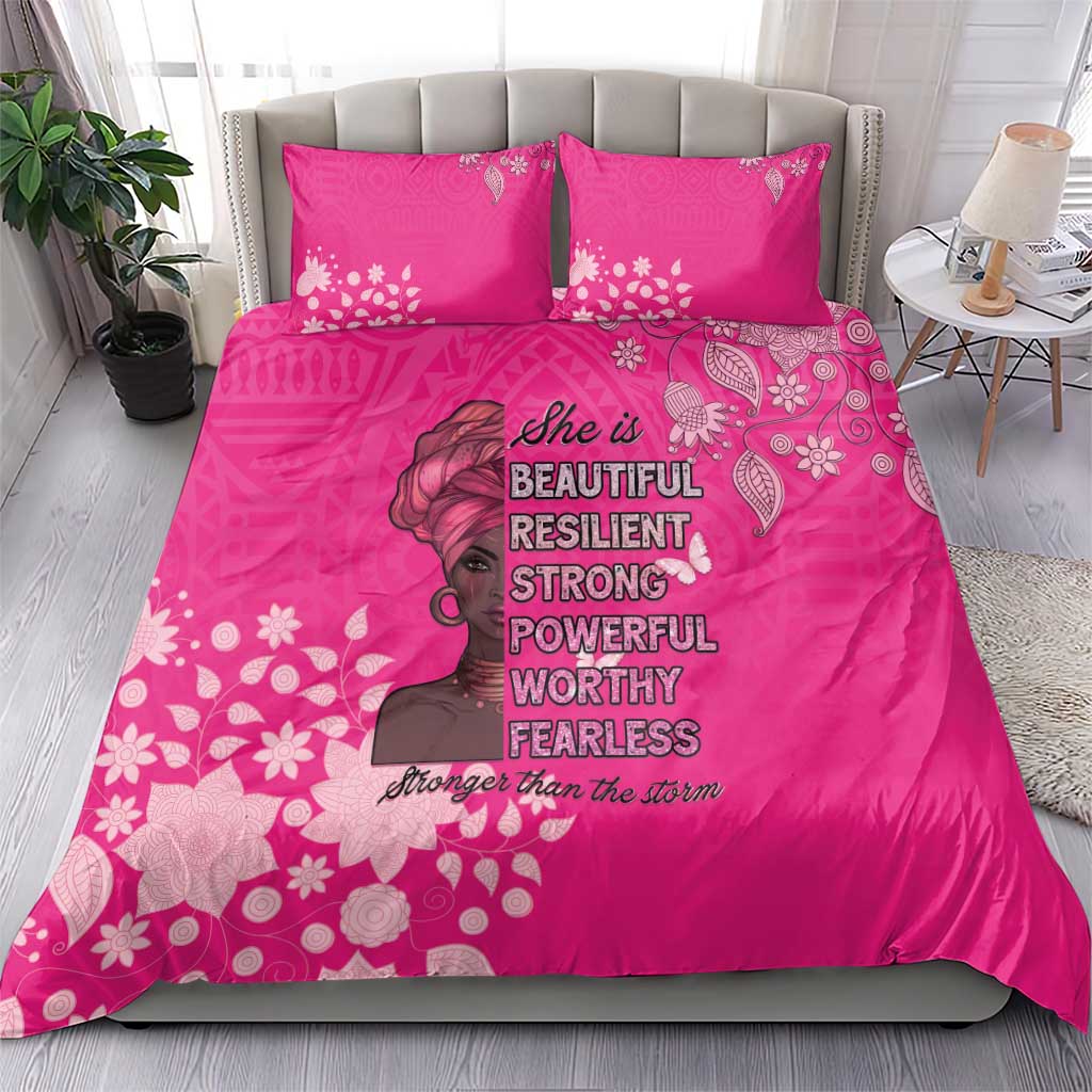 African Women Bedding Set Black Beautiful Brave and Bressed - Pink Color - Wonder Print Shop