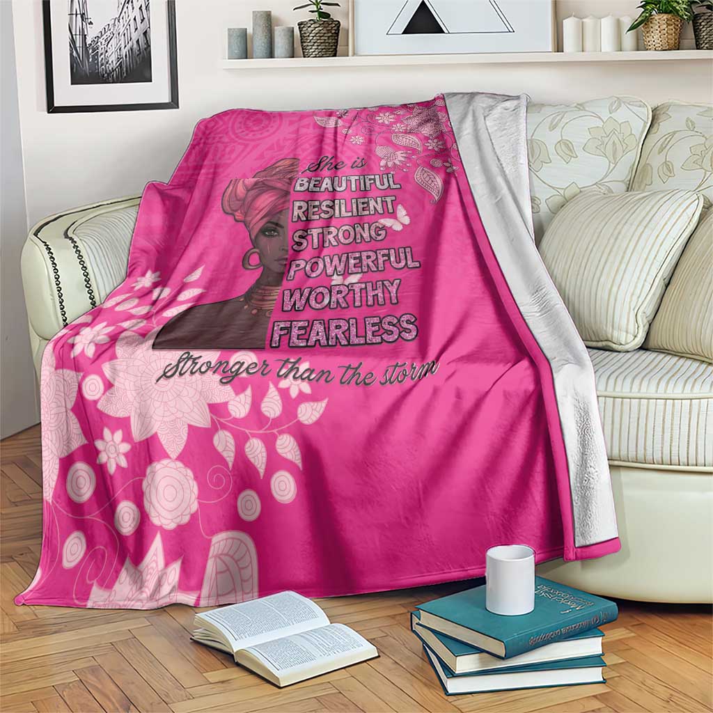 African Women Blanket Black Beautiful Brave and Bressed - Pink Color - Wonder Print Shop