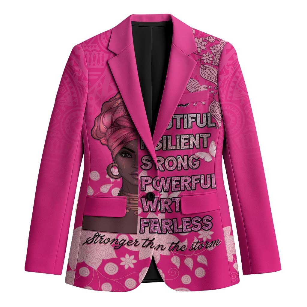 African Women Blazer Black Beautiful Brave and Bressed - Pink Color - Wonder Print Shop