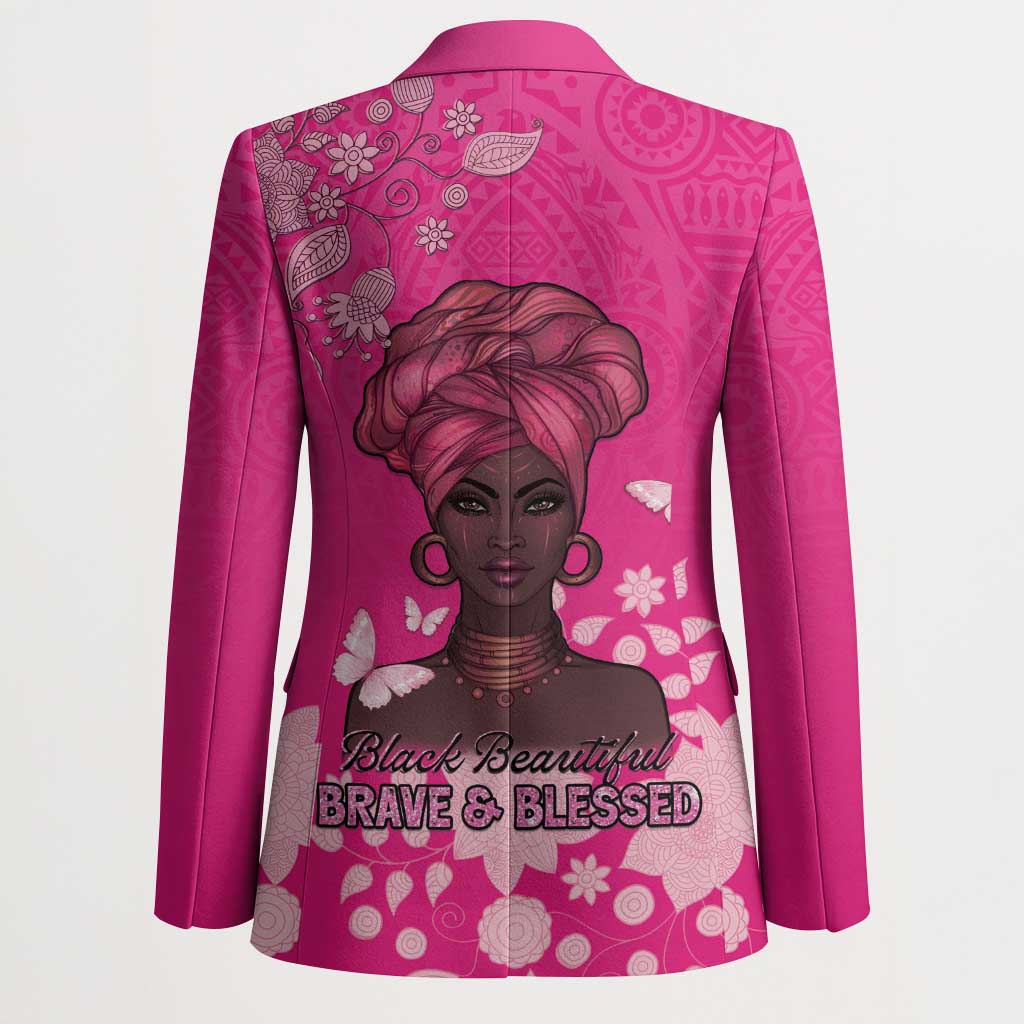 African Women Blazer Black Beautiful Brave and Bressed - Pink Color - Wonder Print Shop
