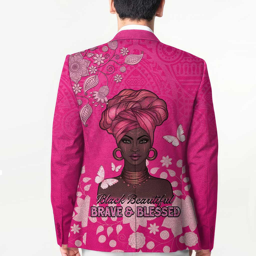 African Women Blazer Black Beautiful Brave and Bressed - Pink Color - Wonder Print Shop