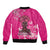 African Women Bomber Jacket Black Beautiful Brave and Bressed - Pink Color - Wonder Print Shop