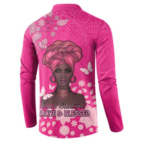 African Women Button Sweatshirt Black Beautiful Brave and Bressed - Pink Color - Wonder Print Shop